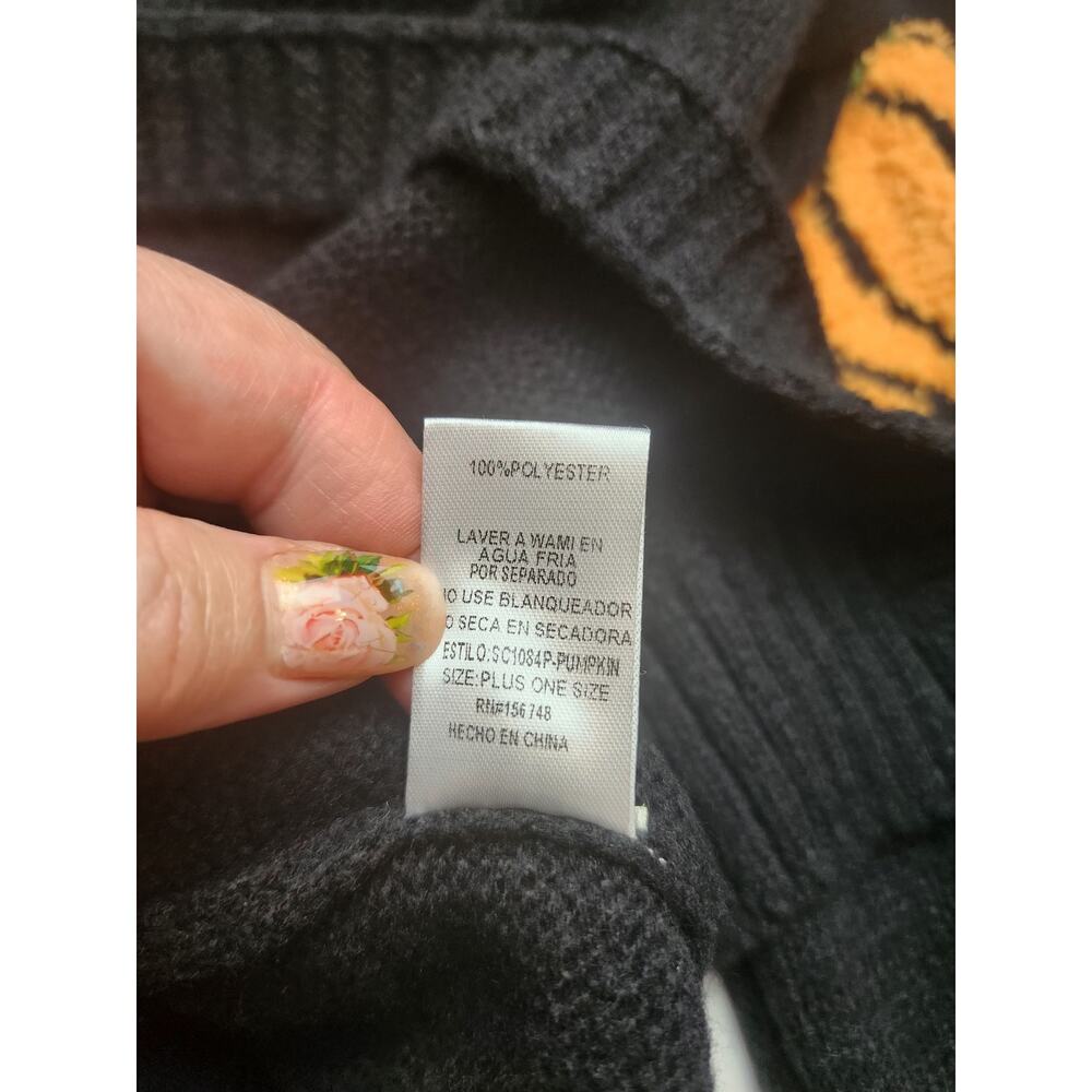 Unique Vintage Sweater Magnolia Place Black One size comfy cozy festive Pumpkin - Picture 9 of 12